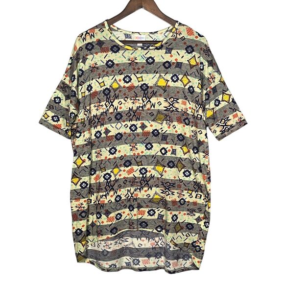 LulaRoe Oversized Top Size S Multicolor Cave Paintings Tribal Ethnic Art-to-Wear - Picture 1 of 12